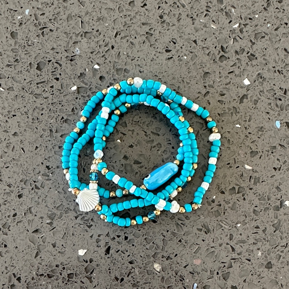 Turquoise Beaded Bracelet with Silver Accents